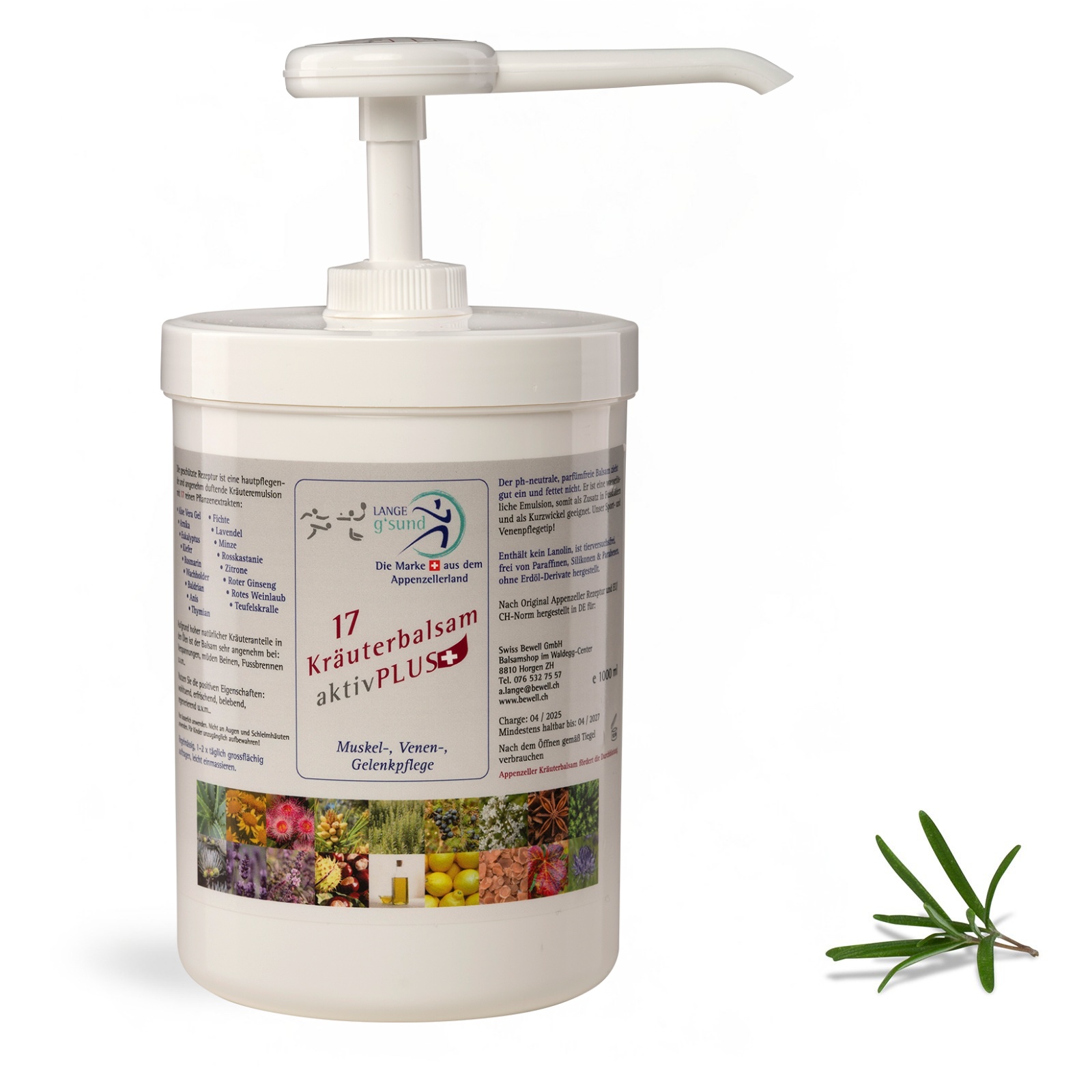 17 Kräuterbalsam aktiv PLUS (weiss) - 1000 ml in Dispenserdose mit Pumpe