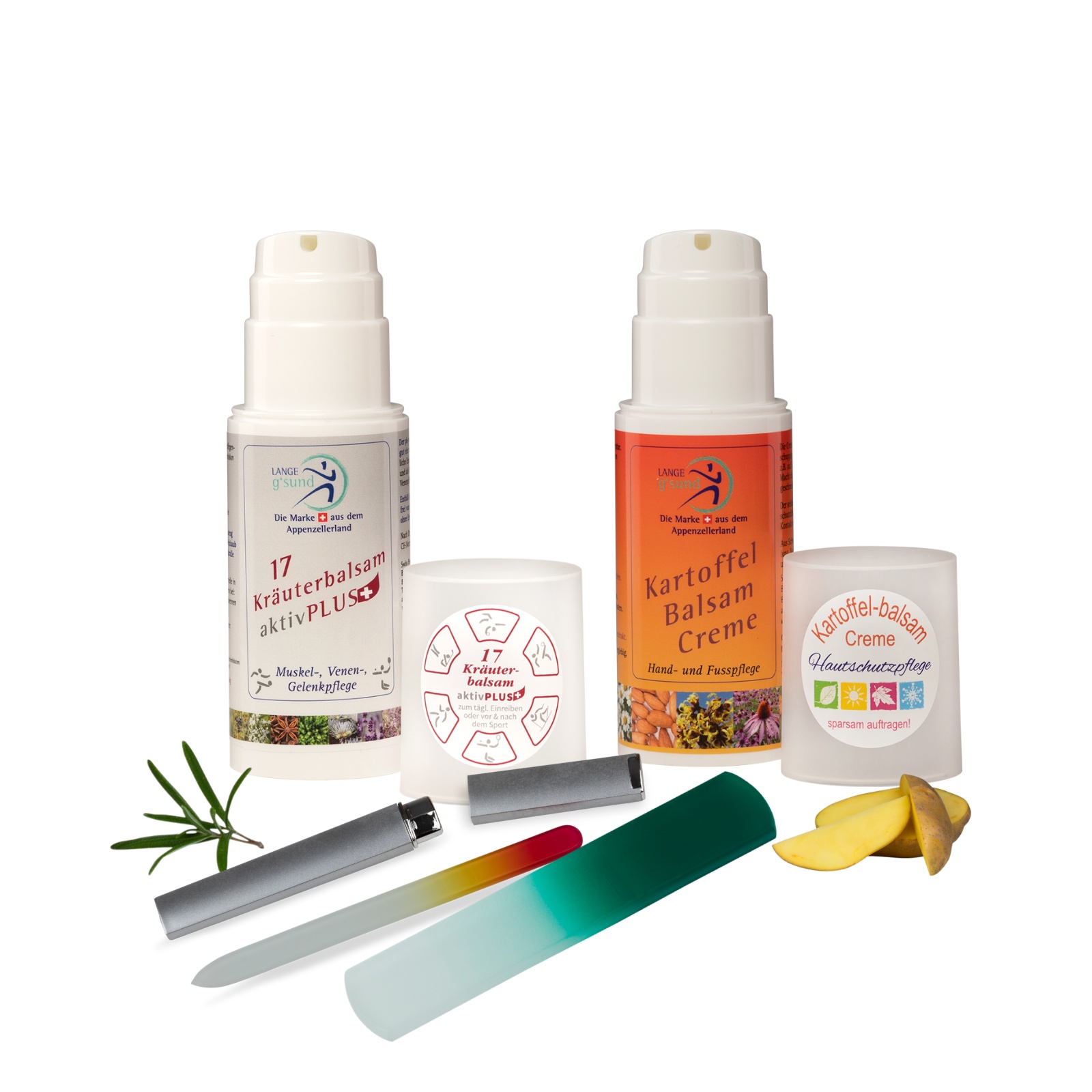 2 Appenzeller Balsam je 70ml inkl. Hornhaut-/Maniküre-Glasnagelfeile