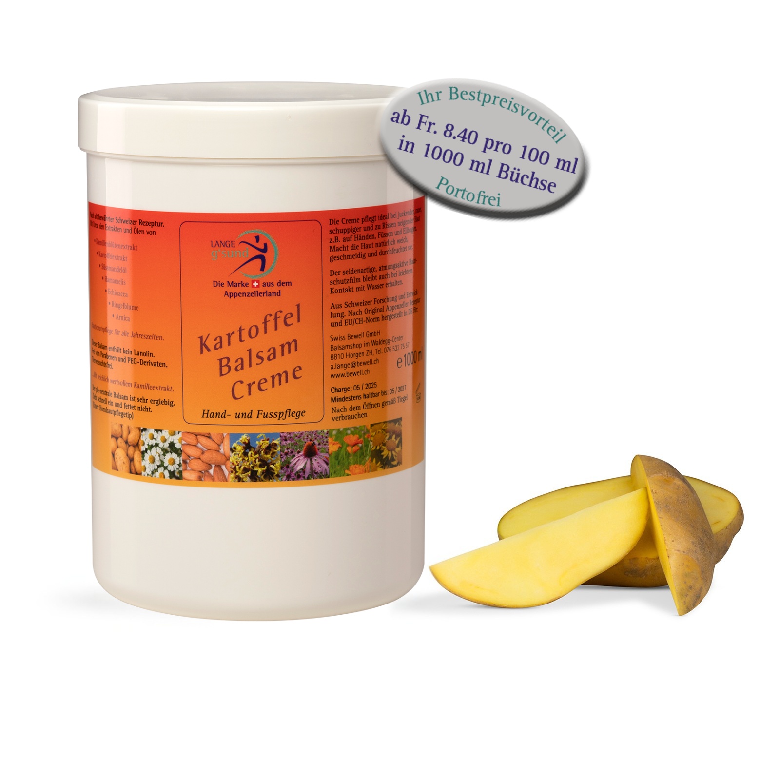 Kartoffelbalsam Creme - 1000 ml in Refilldose