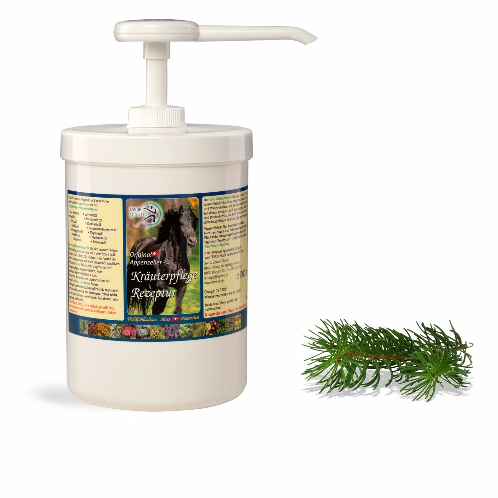 14-Kräuter Vitalbalsam (grün) - 1000 ml in Dispenserdose mit Pumpe